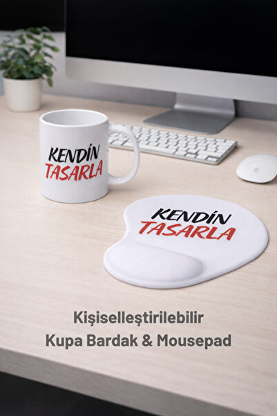 cekud tasarım baskı Kişiselleştirilebilir Kupa Bardak & Mousepad Seti – Kol D...