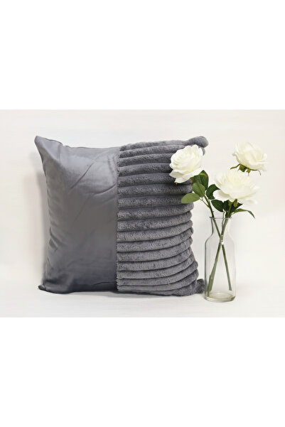 My Home خدادية كنب مربعة مخمل مع فرو أرنب صناعى- مقاس 40×40 سم