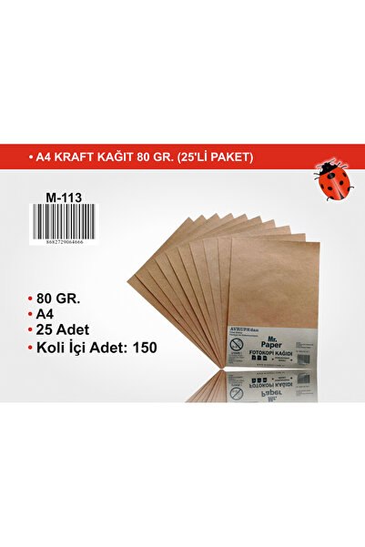 mr.paper A4 Kraft Kağıt - 80 Gr. - Çok Amaçlı Baskı ve Fotokopi Kağıdı (25 Adet)