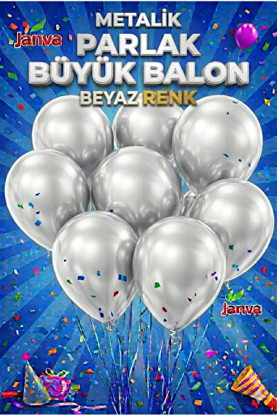 Janva 100 adet Metalik Parlak Büyük Boy Balon Parti Doğum Günü Açılış Süsleme...