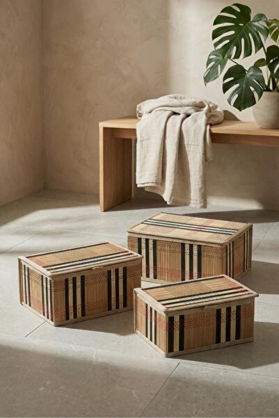 ACAR Bamboo Baskets with Lid Brown