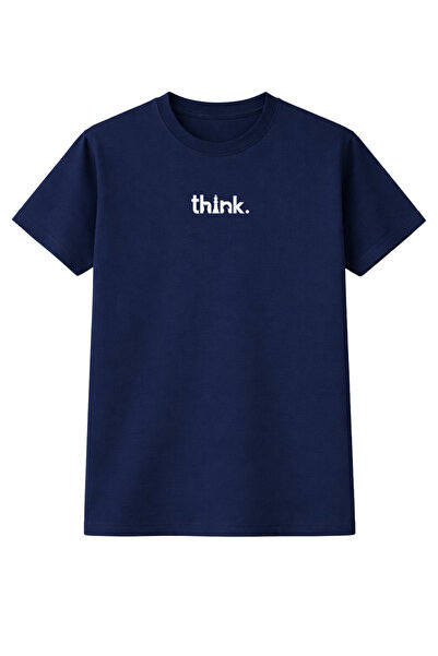 BEETON Unisex Oversized Thi̇nk B Printed T-Shirt %100 P Cotton Crew Neck Casu...