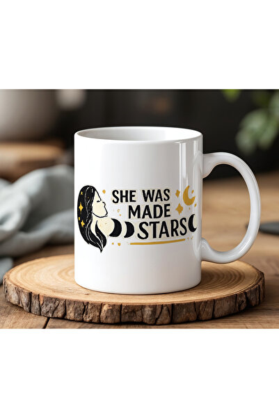 BB TRADE She Was Made Stars Designed Printed Ceramic Cup 330 ml