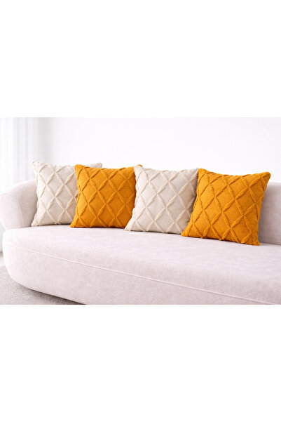 SWITA Set de 4 decorative model în romburi in Material textil Husă de pernă p...