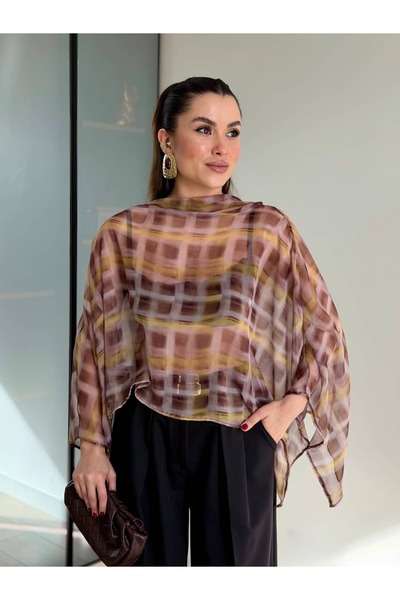 ROUPAS COLLECTİON Desenli Transpan Bluz