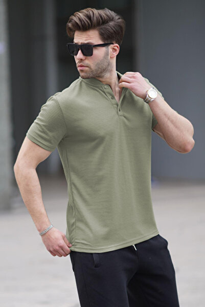Madmext Mint Green Buttoned Knitwear Men's T-Shirt 5842