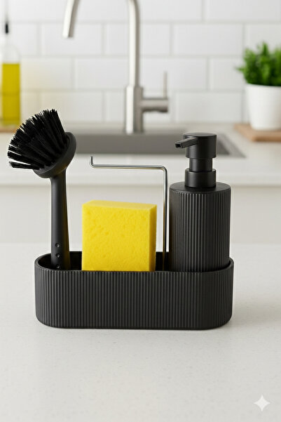 naturelove 3-Function Dishwashing Liquid Dispenser with Brush, Hanging Sponge...