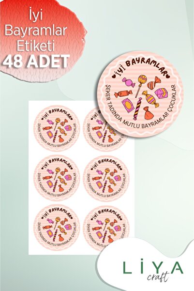 LiyaCraft Srećni praznici etiketa 48 komada 3 cm