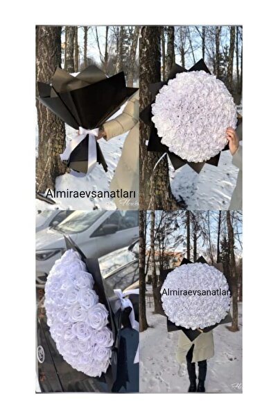 almiraevsanatları solmayan gül buketi beyaz