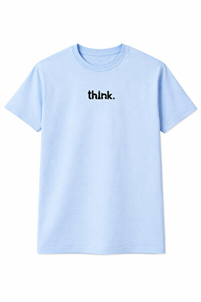 CLAYES Unisex Oversized Thi̇nk B Printed T-Shirt %100 P Cotton Crew Neck Casu...