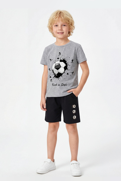 FYK KİDS Σετ για αγόρια με στρογγυλή λαιμόκοψη, καλοκαιρινό σχέδιο ποδοσφαίρο...