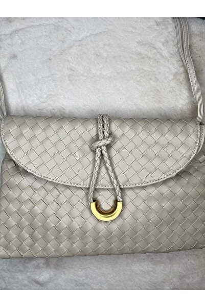 DSN ÖRGÜ DETAYLI GOLD TOKALI ÇANTA - BEJ