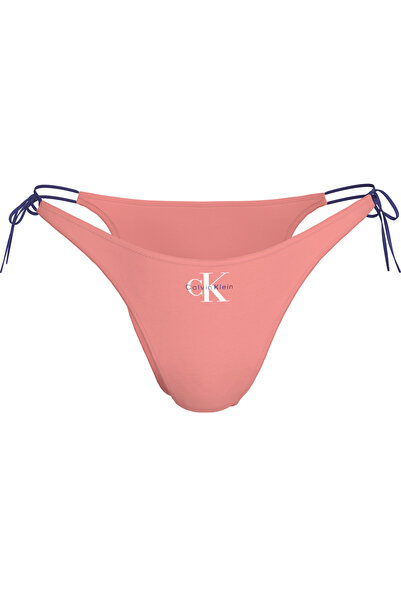 Calvin Klein Kadın Yandan Bağlamalı Logo Detaylı Pembe Bikini Altı