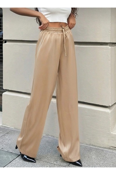 ZEYNEP RANA Women's Bol Comfortable Fit Shiny Pants