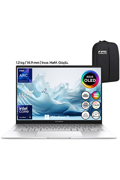 ASUS Zenbook 14 OLED Core Ultra 9 285H 32GB RAM 1TB SSD 14" 3K 120Hz W11 Taşı...