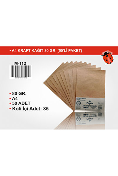 mr.paper A4 Kraft Kağıt - 80 Gr. - Çok Amaçlı Baskı ve Fotokopi Kağıdı (50 Adet)