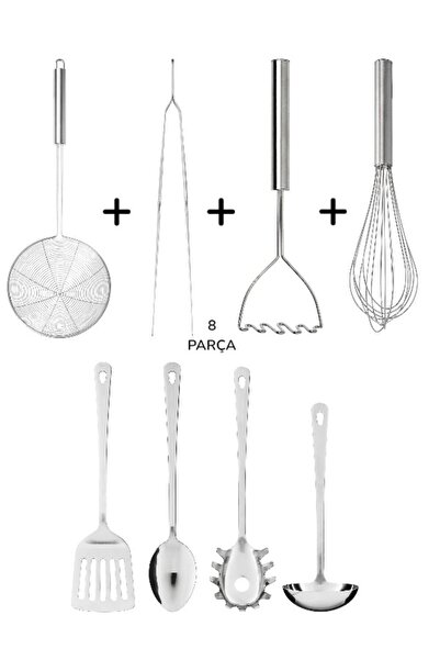 IKEA 8 Lİ SET MUTFAK GEREÇLERİ (KEVGİR - KEPÇE SETİ -PATATES EZİCİ - ÇIRPICI )