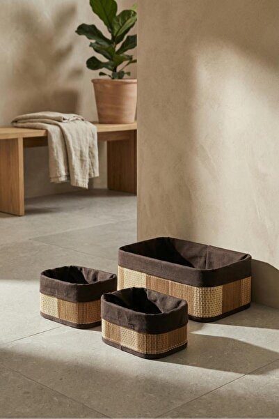 ACAR Bamboo 3-Piece Basket Set Light Brown
