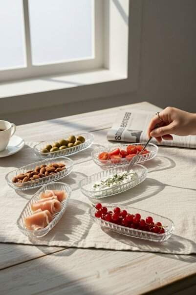 Bereketli Store Santa Şık 6’lı 14 cm Kayık Meze & İkram Tabağı Seti