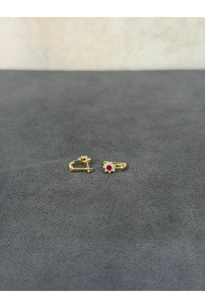 ARSLANTAŞ 1989 14 AYAR ALTIN PEMBE TAŞLI ÇOCUK KÜPESİ