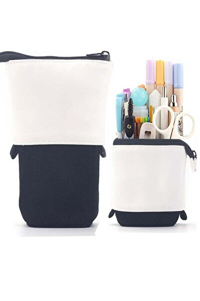 Arabest Telescopic Pencil Bag Pen Holder Stationery Case, PU Corduroy Stand-u...