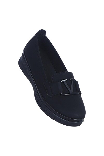 Ayakcenter Γυναικεία καθημερινά παπούτσια Alens A7 Nubuck Black Μπαλαρίνα
