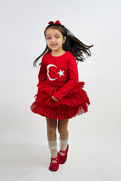 DUCA KIDS Set din două piese pentru fete Ay Yıldız cu imprimeu cu tricou cu m...