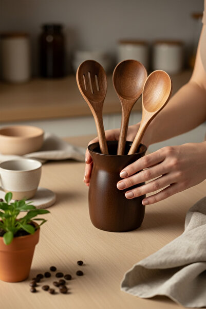 MİEN Θήκη για κουτάλια Akasya – Ξύλινη Θήκη Οργάνωσης Κουταλιών, Οργανωτής Κο...