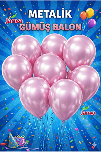 Janva 100 adet Metalik Parlak Büyük Boy Balon Parti Doğum Günü Açılış Süsleme...