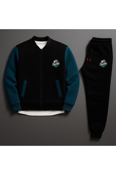 NewCabin Yeni Sezon Unisex Kolej Ceket-eşofman Altı RNC BLSS Kombin Alt Üst