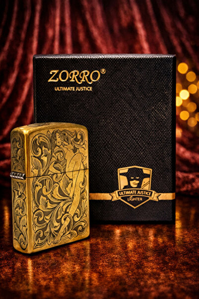 Zorro Koleksiyon Serisi Benzinli Çakmak Özel Gravür Antik Premıum Görünümlü Ö...