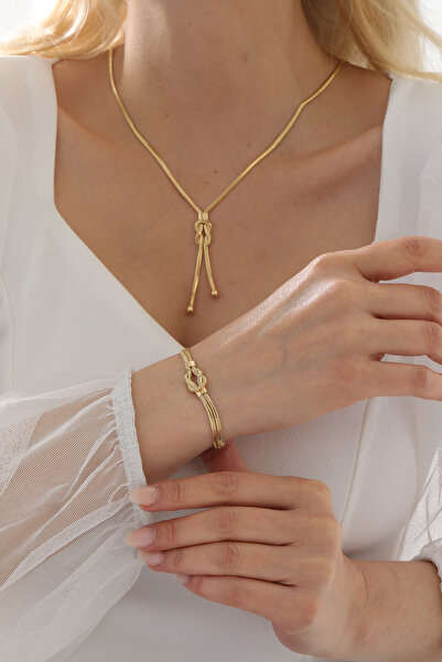 YAVUZ KUYUMCULUK 14 Ayar Altın Balık Sırtı Zincir Aşk Düğümü Kombin