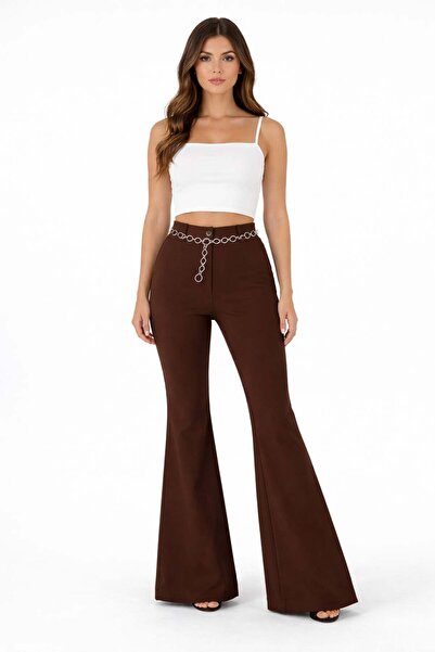 ModaPlaza Women's Chain Belt Pack Spanish Pants 9995