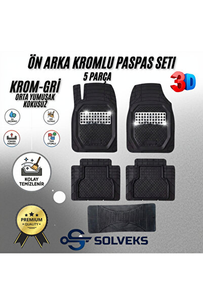 FORD FOCUS 5 2023 MODEL UYUMLU SİYAH- GRİ KROM RENK PREMİUM OTO PASPAS SETİ