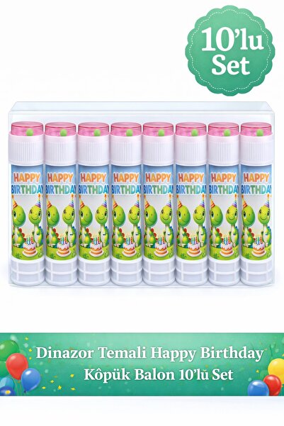 BKMC PARTY Dinazor Temalı Happy Birthday Köpük Balon Seti 3’lü 5’li 10’lu Doğ...