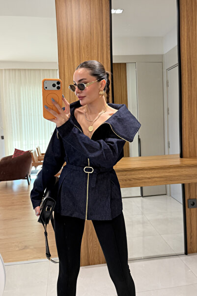 Gizem Ecemiş Raje Denim Kemerli Madonna Gömlek