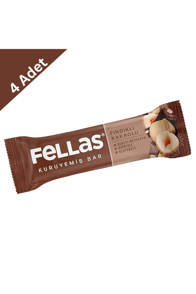 Fellas Fındıklı ve Kakaolu Kuruyemiş Bar 30 g x 4 Adet - Sağlıklı Ara Öğün