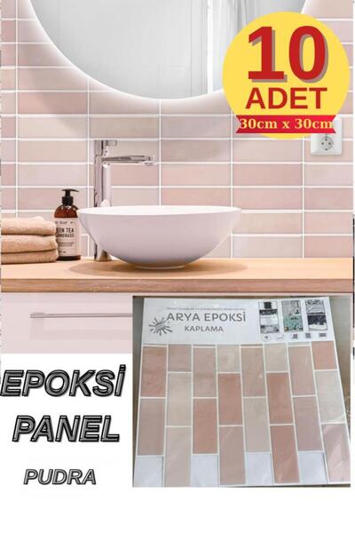Renkli Duvarlar 10 Adet 30×30cm Pembe Pudra Epoksi 3D Yapışkanlı Duvar Kaplam...