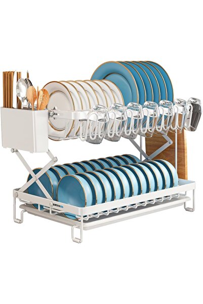 Arabest Dish Drying Rack 2 Tier Dish Rack Large Capacity Kitchen Dish Drainer...