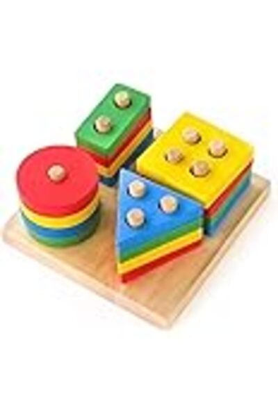 Generic Wooden Montessori Toys for 1–3 Years – Shape Sorter & Stacking Set fo...