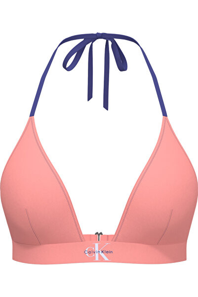 Calvin Klein Kadın Pembe Logo Detaylı Üçgen Bikini Üstü