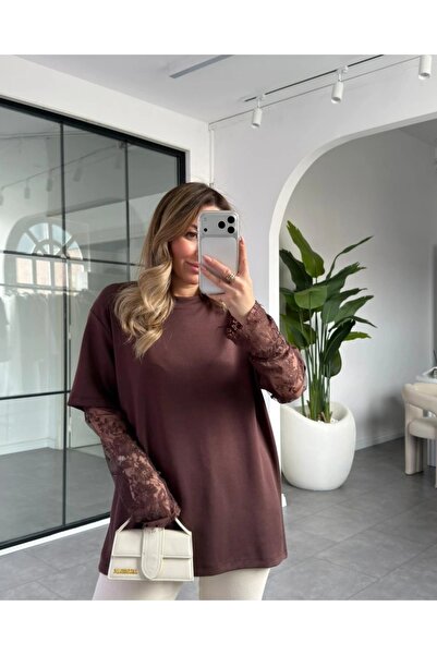 BE CHİC ŽENSKA HÁKLENA MAJICA SA KRATKIM RUKAVIMA I Čipka SLOJEVA NA RUKAVIMA...