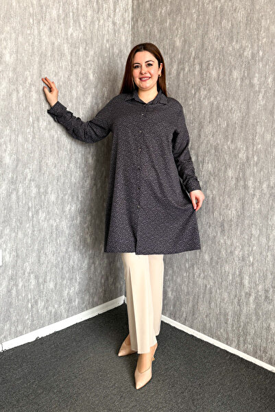 ModaPlaza Γυναικείο πουκάμισο Με φλοράλ μοτίβο Plus Size Βισκόζη Μακρύ Πουκάμ...