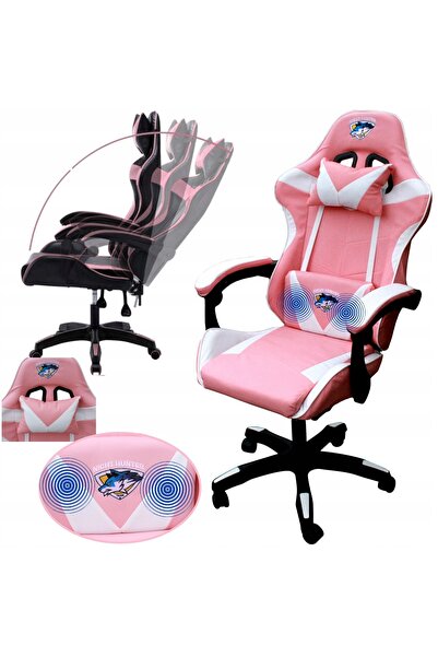 CERLO Scaun de gaming cu funcție de masaj, roz