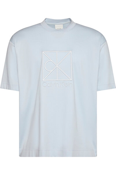 Calvin Klein Ss Men's Relaxed Premium Interlock Emblem Blue T-Shirt