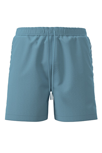 Calvin Klein Men's Blue Yan Striped Detail Medium Length Drawstring Swim Shorts