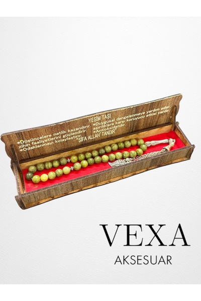 Vexa Aksesuar Mărgele de rugăciune din piatră de jad 100% naturală, pachet de...