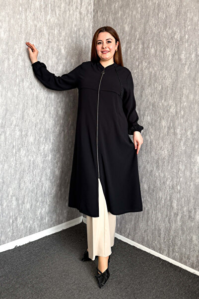 ModaPlaza Women's Crepe Zipper Cap 7571