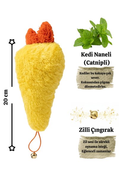 Komano Pontika Cat Toy with Bell, Catnip and Plush Rattles, Teeth Cleaner and Stress Reducer