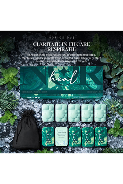 NORDEDUS NOR, Nor de dus, Aromaterapie pentru dus, Heal, Uleiuri esentiale de Menta, Eucalipt, Pin